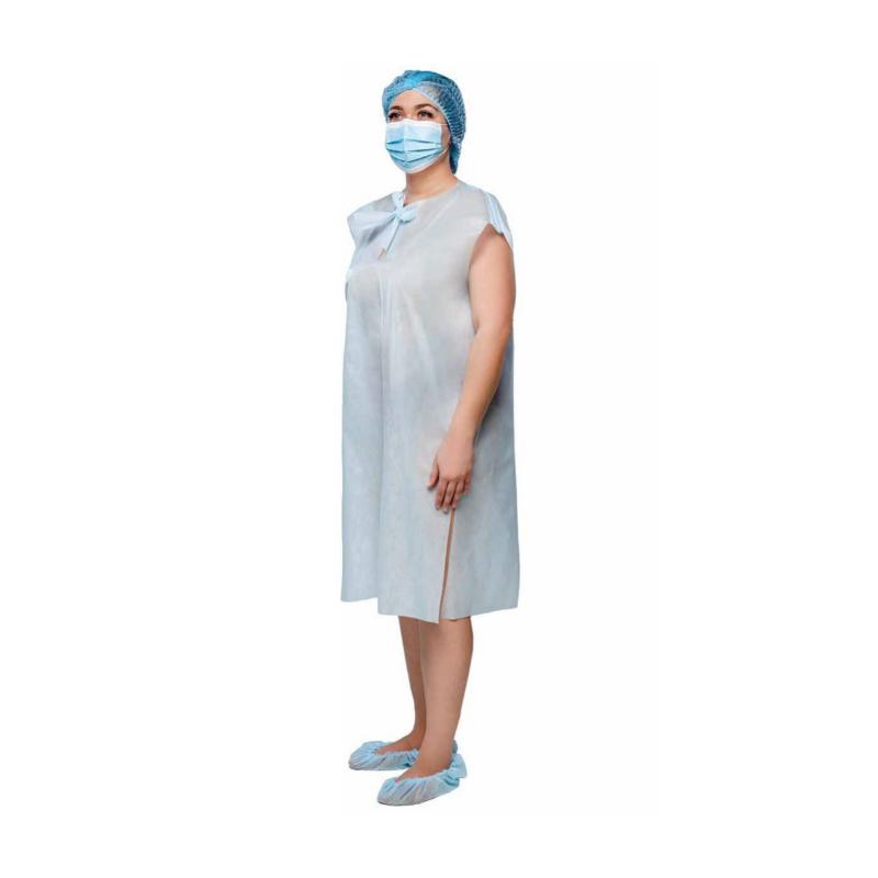 Сорочка для породіллі подовжена, зі складкою, спанбонд 30 g/m2 (г/м2), нестерильна, одноразового викорстання , ТМ «АХІЛЛ»